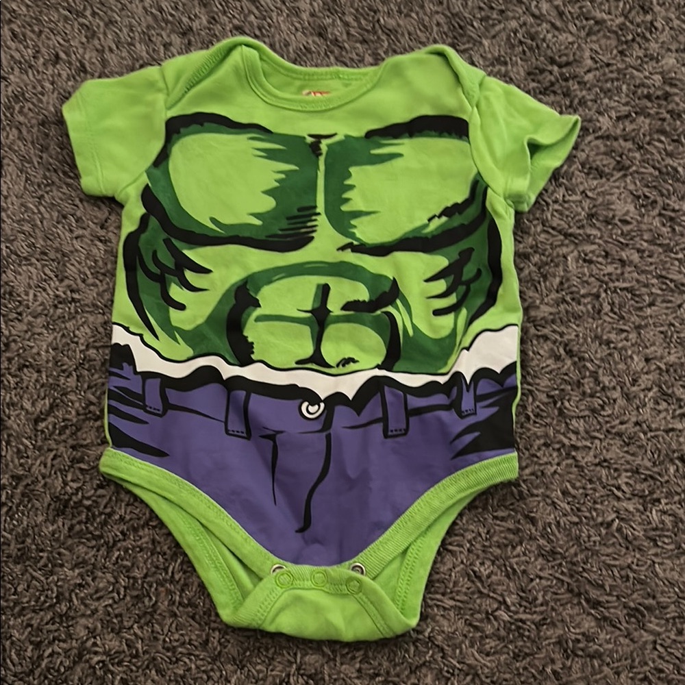 Marvel Green and Purple Hulk Bodysuit with Muscle Details